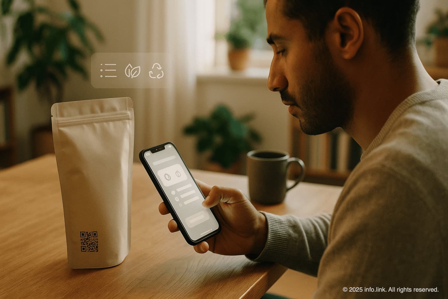 Man reading digital label using GS1 Digital Link