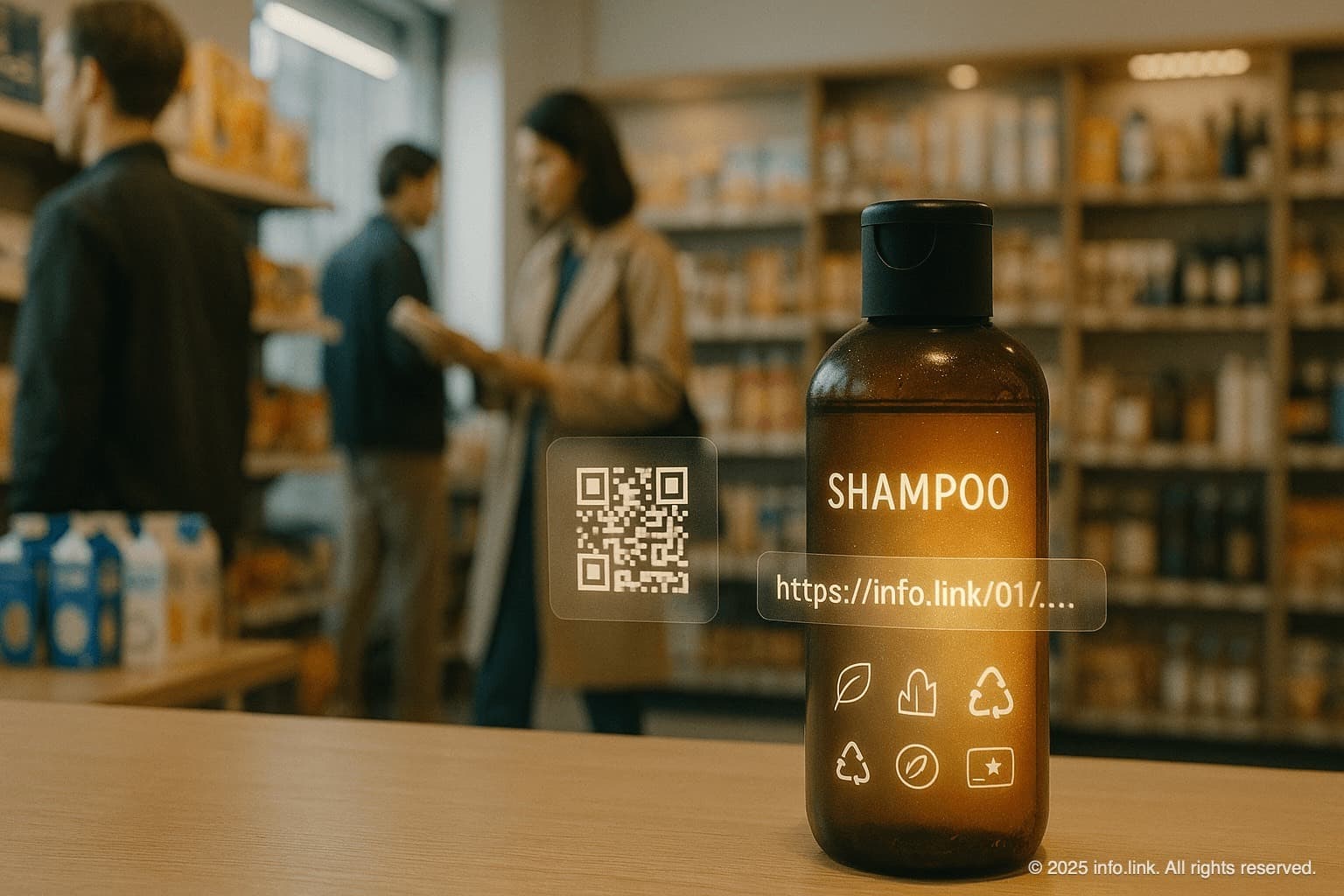 Shampoo bottle illustrating use cases of GS1 Digital Link