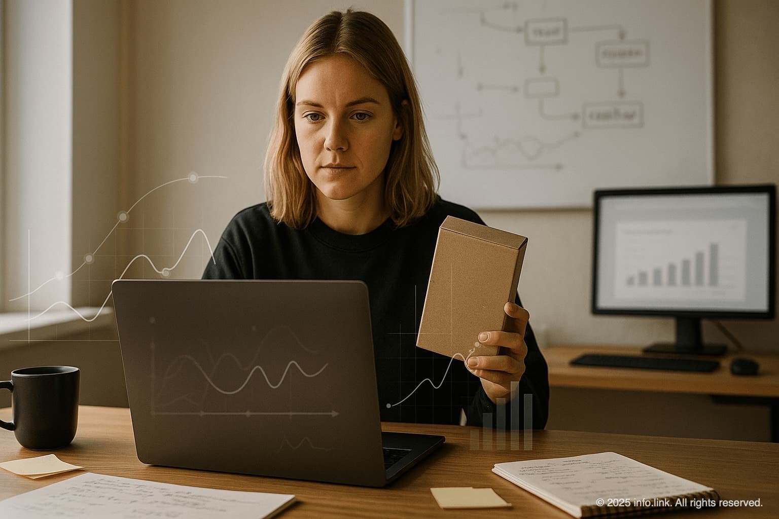 Woman tracking QR code analytics of GS1 Digital Link