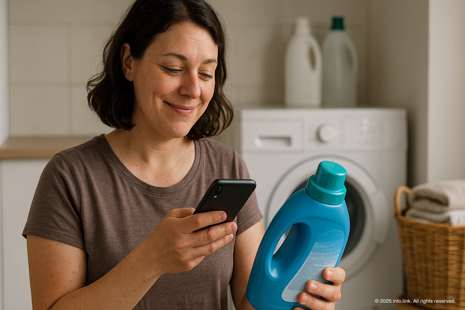 Woman scans qr code